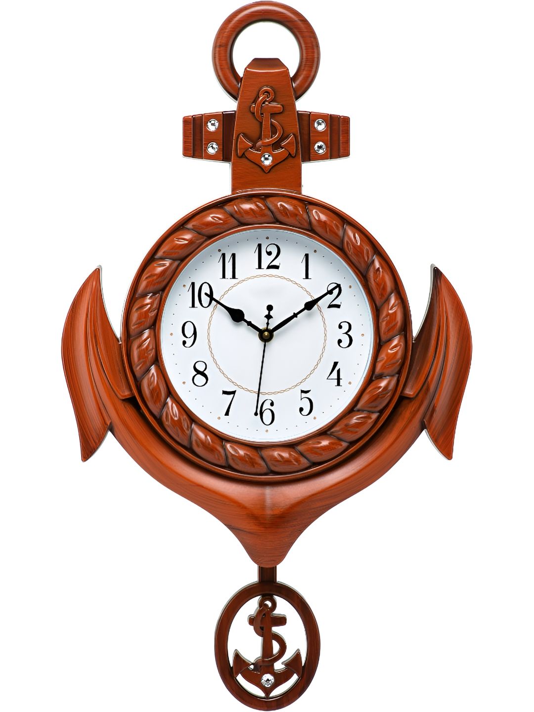 Attractionz Brown & White Round Shaped Contemporary Pendulum Analogue Wall Clock-picture-19