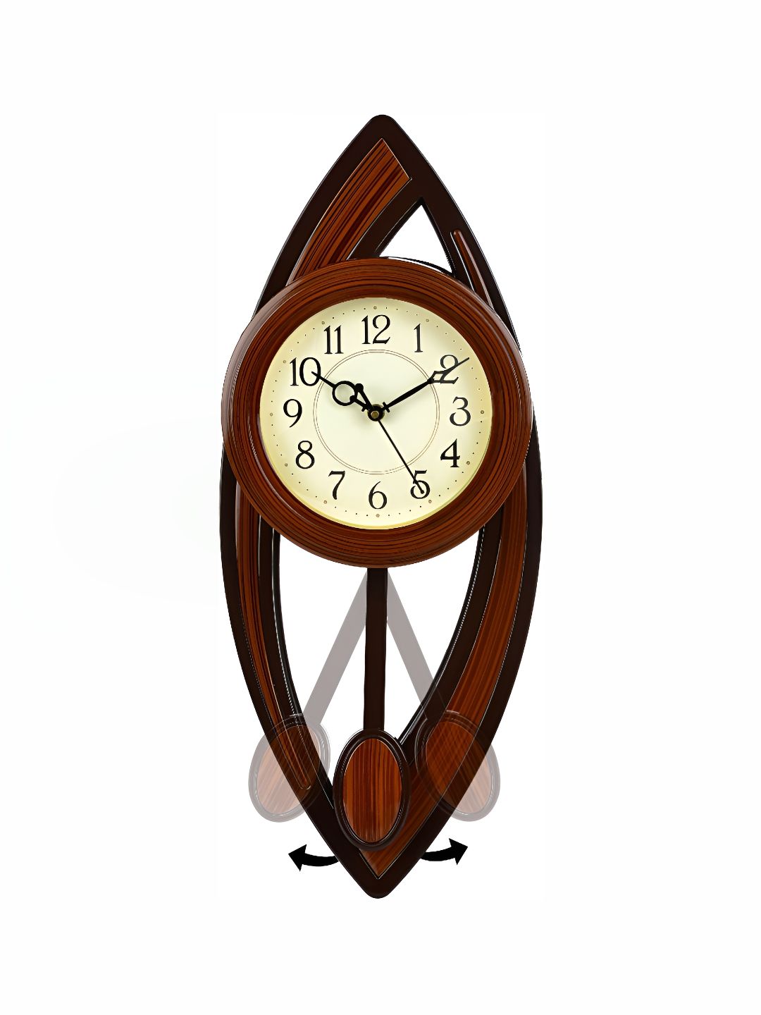 Attractionz Brown & Cream Printed Round Acrylic Traditional Wall Clock-picture-13