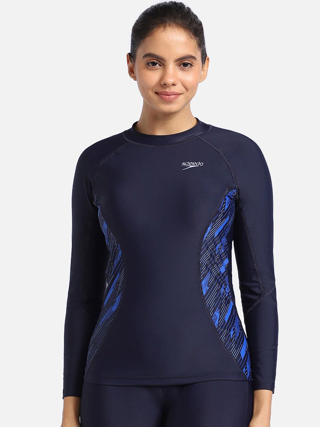 Speedo Printed Hyperboom Splice Rashtop Swim Tops-image-26