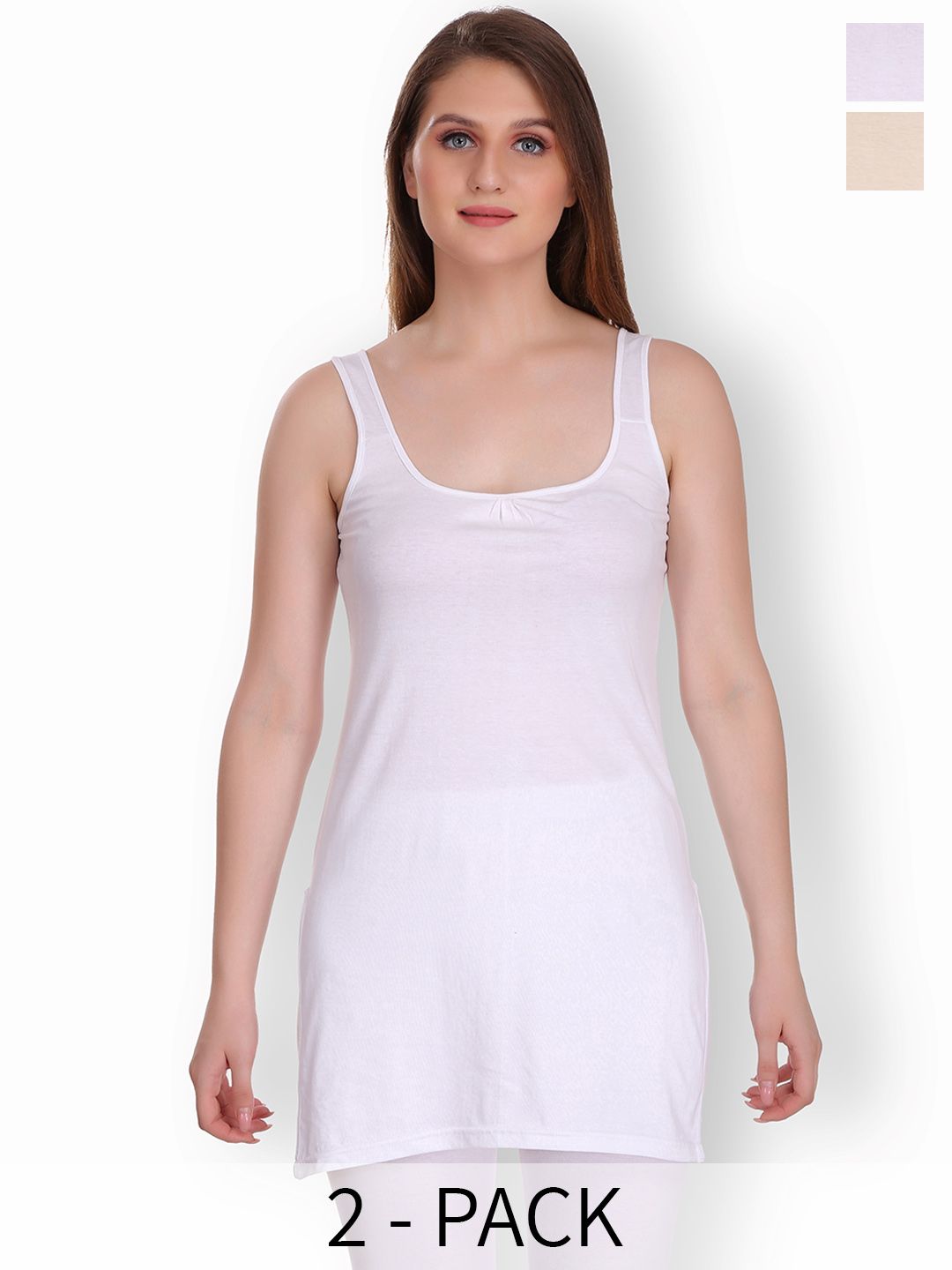 SELFCARE Pack Of 2 Non Padded Stretchable Longline Camisoles-picture-35