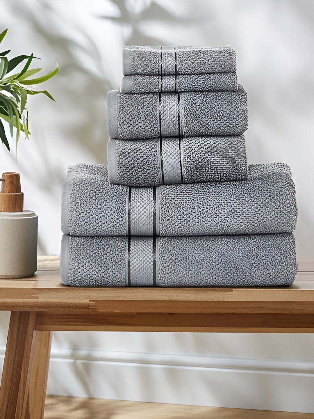 SENSES Charcoal 6 pcs Cotton 550 GSM Towel Set-image-46