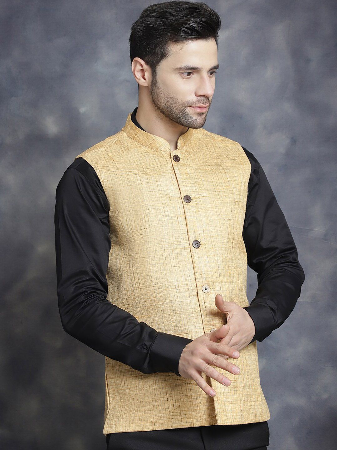 Jompers Woven Design Nehru Jacket-picture-12