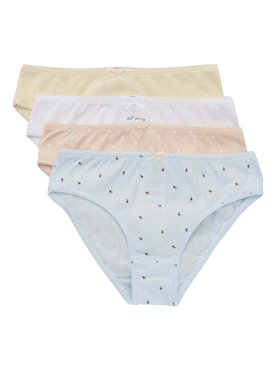 KIABI Girls Pack Of 4 Pure Cotton Mid Rise Basic Briefs-picture-25