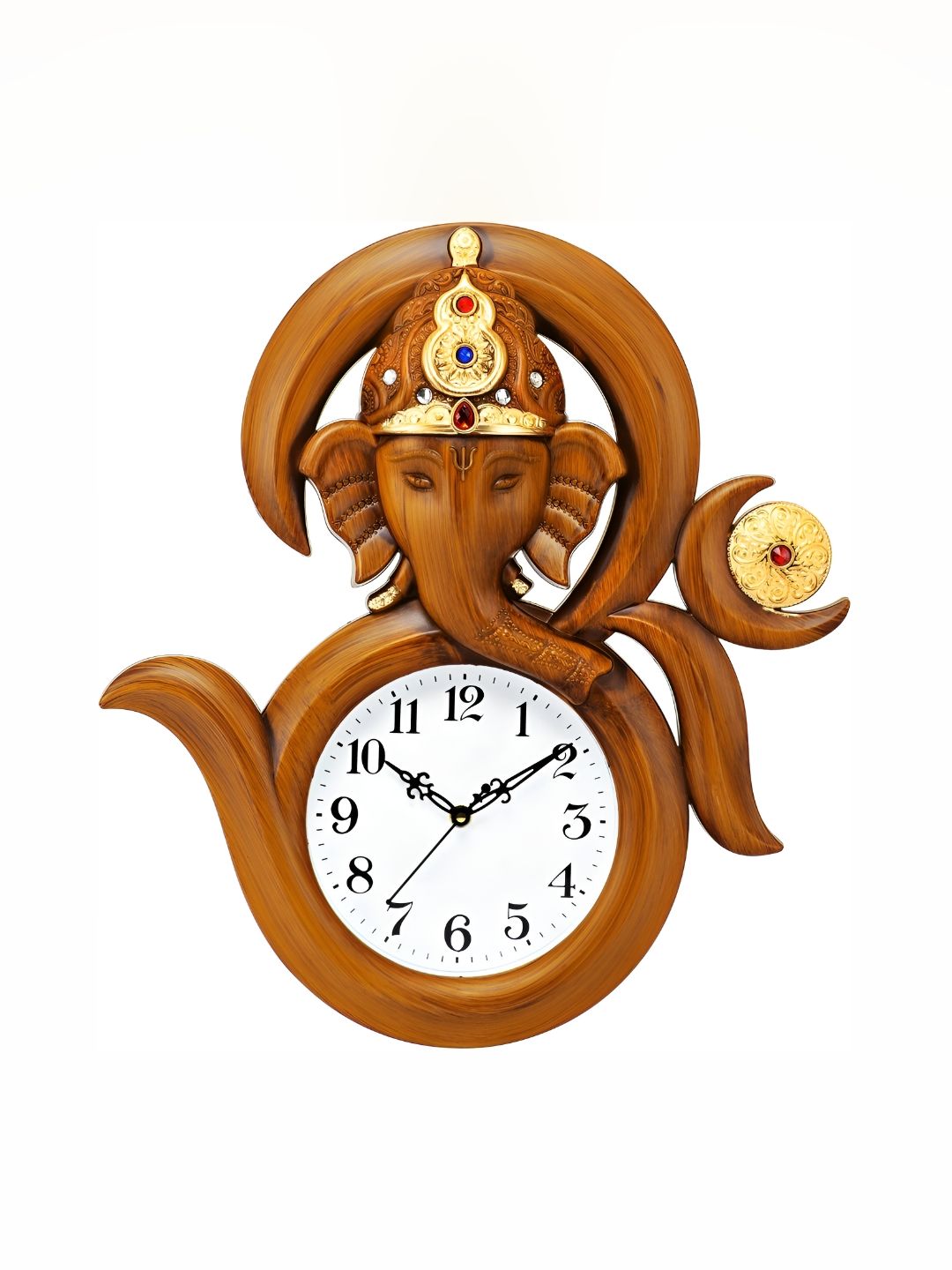 Attractionz Brown & White Textured Round Shaped Contemporary Wall Clock-picture-38