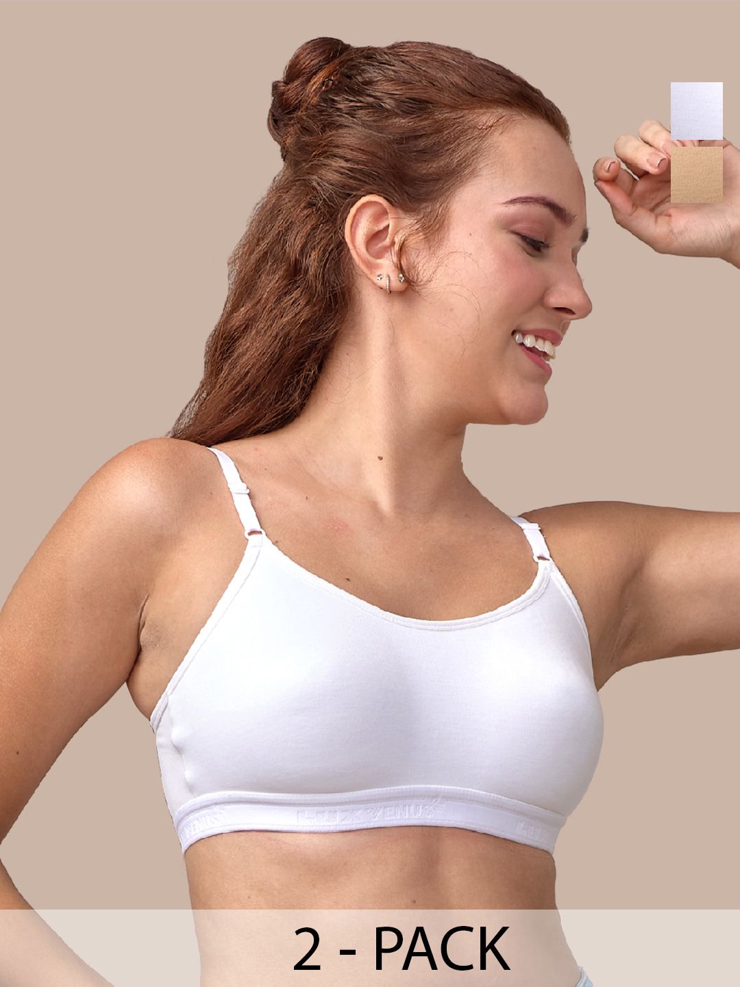 LUX VENUS Pack Of 2 Full Coverage Non-Wired Cotton Everyday Bra With All Day Comfort