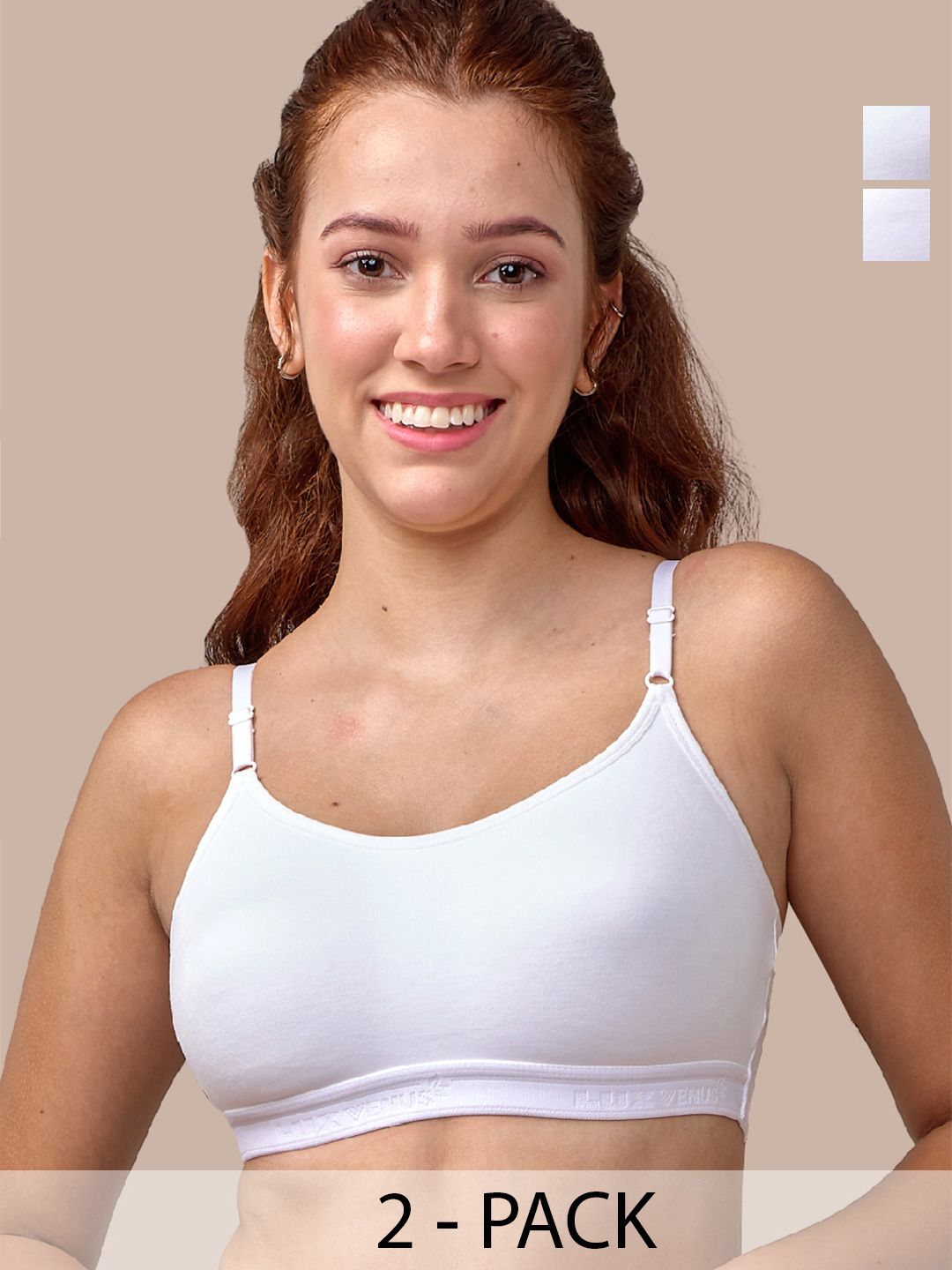 LUX VENUS Pack Of 2 Full Coverage Non Padded Pure Cotton Workout Bra With All Day Comfort