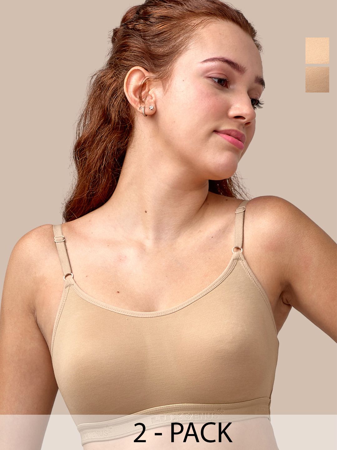 LUX VENUS Pack Of 2 Full Coverage Non Padded Cotton Workout Bra With All Day Comfort