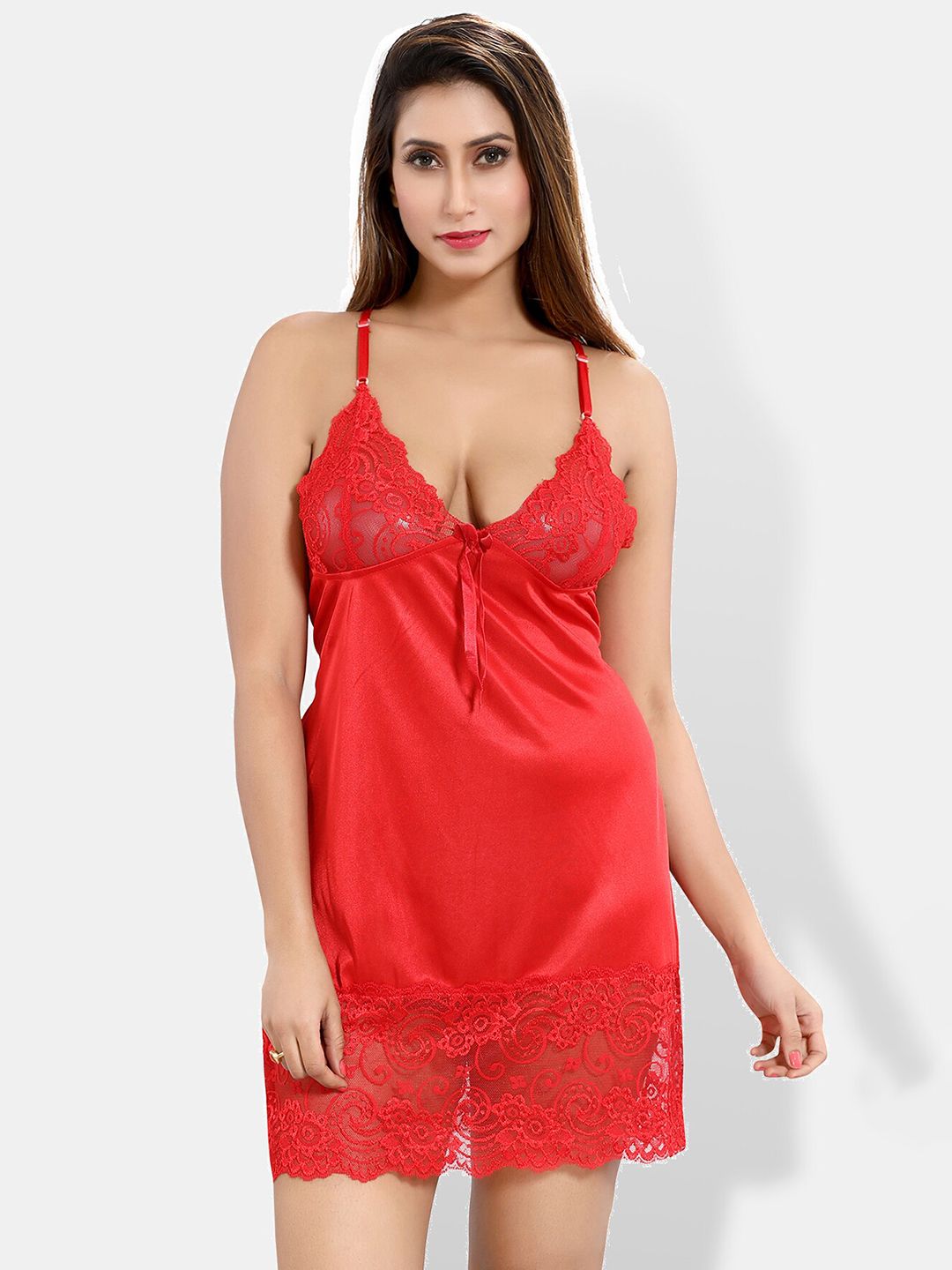 Be You Self Design Shoulder Straps Satin Baby Doll-picture-20