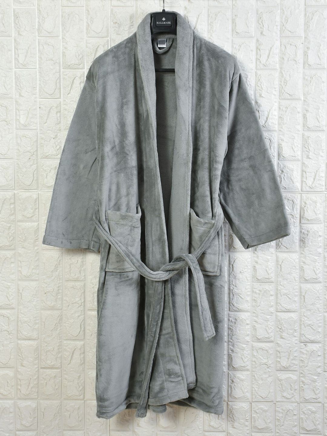 Cotton Bolls Textiles Grey Microfibre Super Soft & Fluffy Bath Robe-picture-17