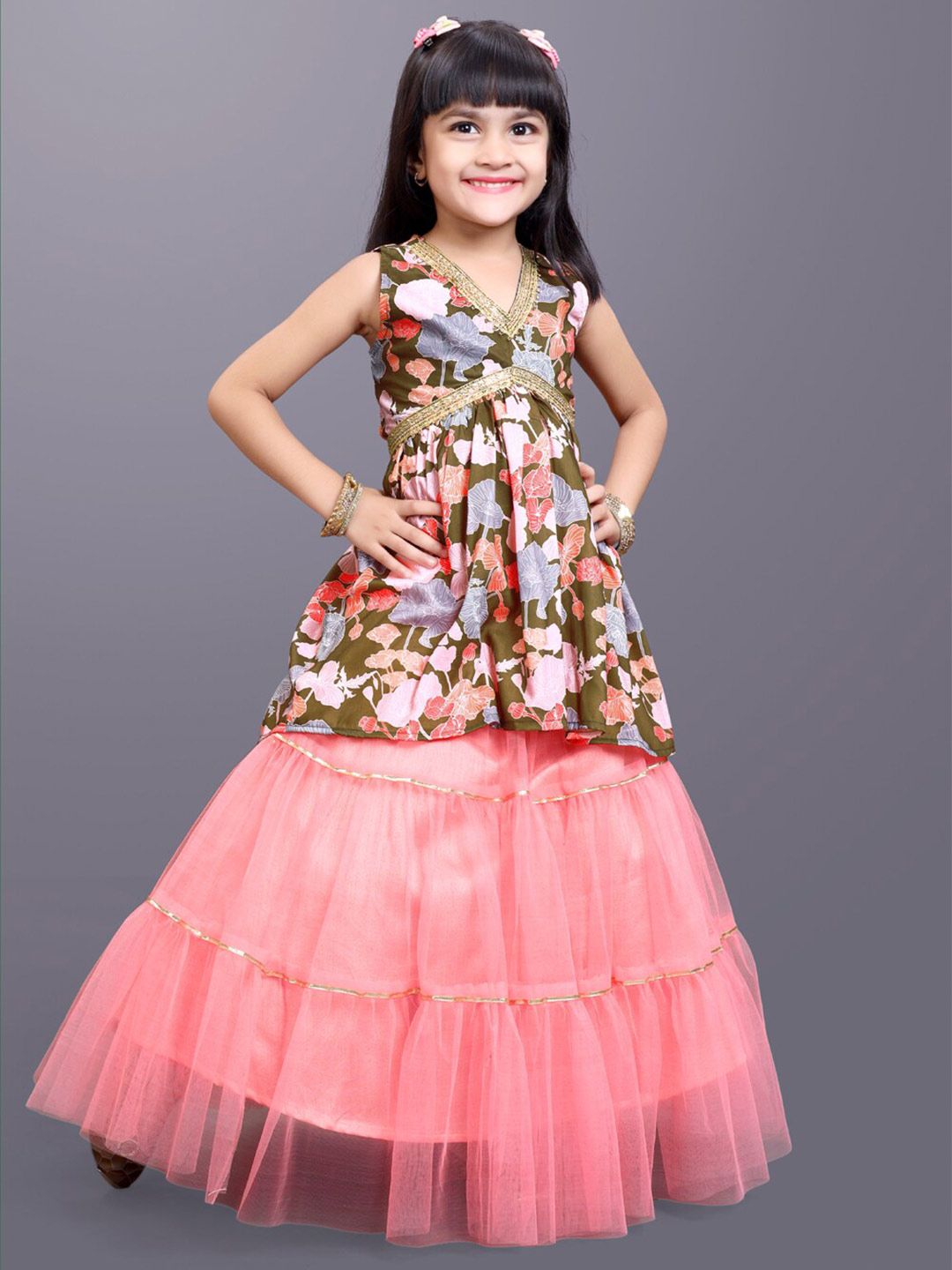 BAESD Girls Printed V-Neck Net Ready to Wear Lehenga Choli-picture-24