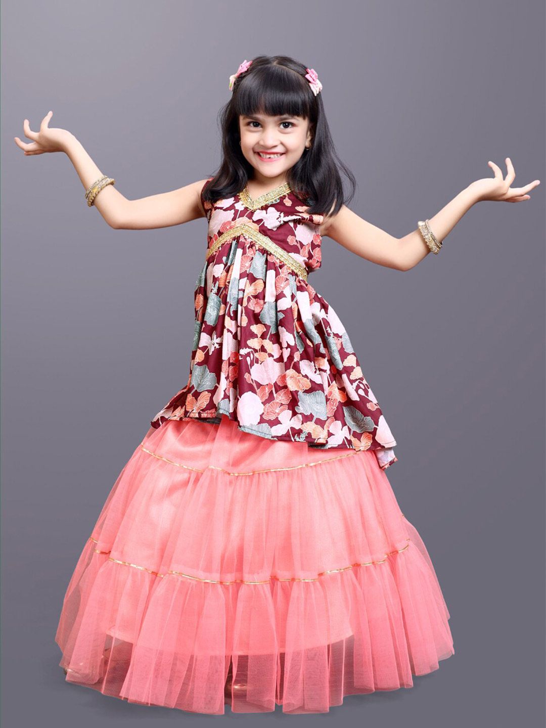 BAESD Girls Printed V-Neck Net Ready to Wear Lehenga Choli-picture-14