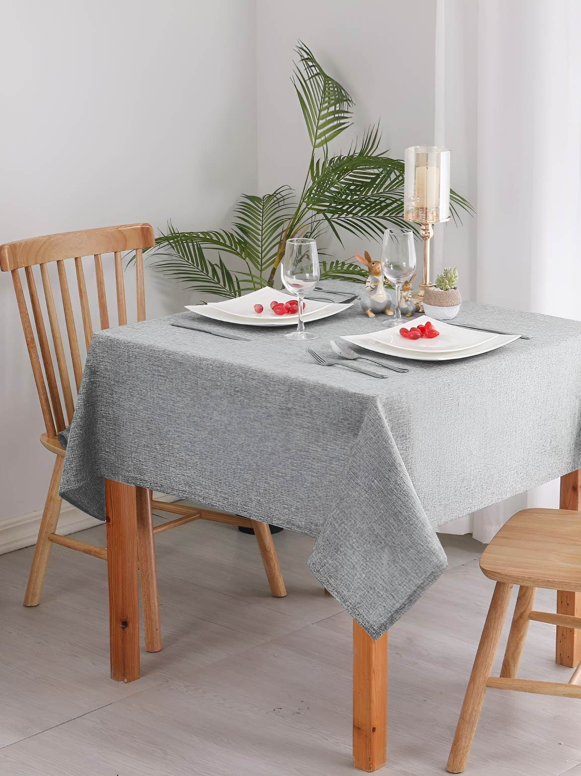CASA-NEST Grey Jute 4 Seater Table Cover-picture-6