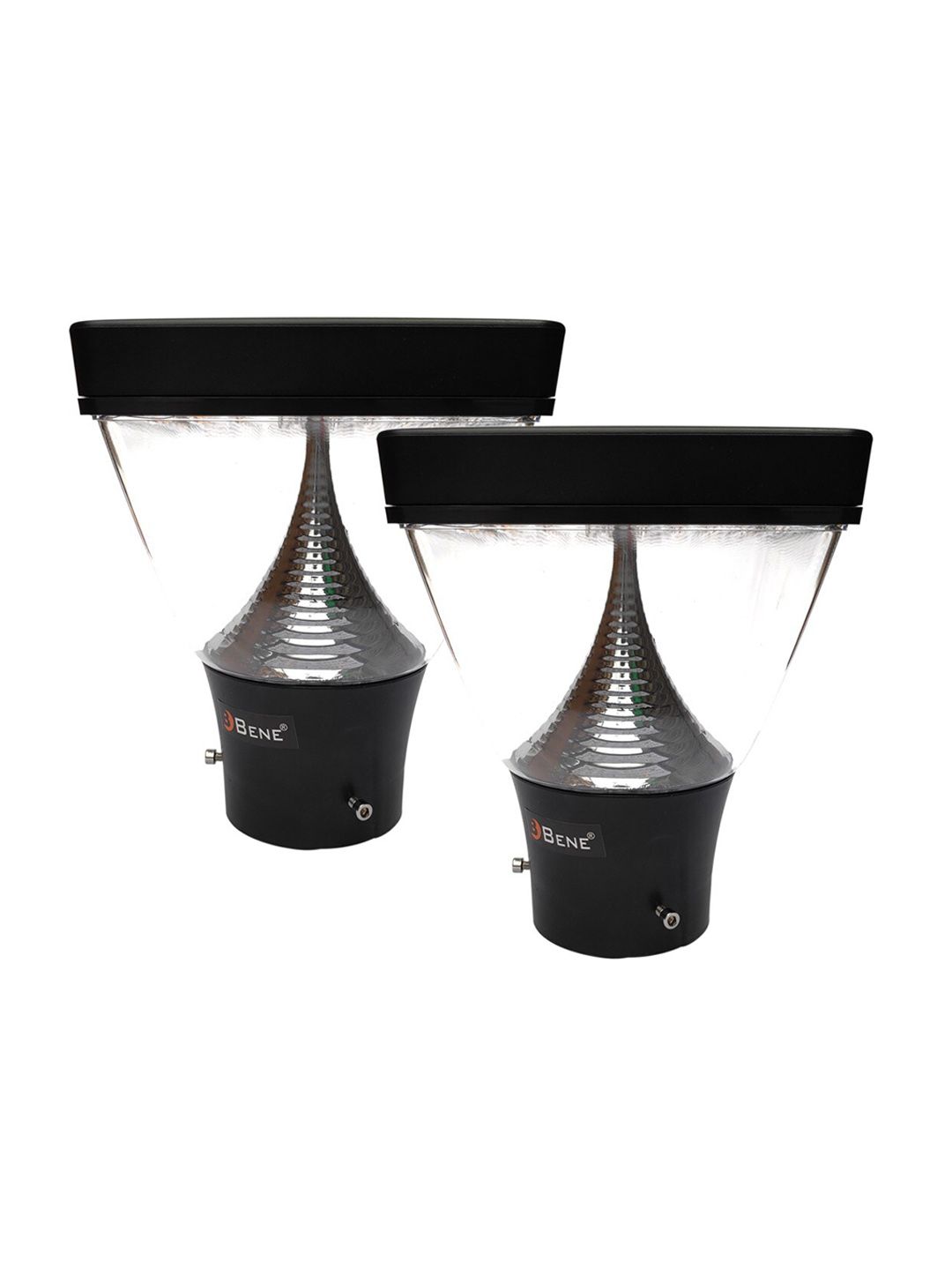 BENE Black & Transparent 2 Pieces Textured Metal Outdoor Lamps-image-30