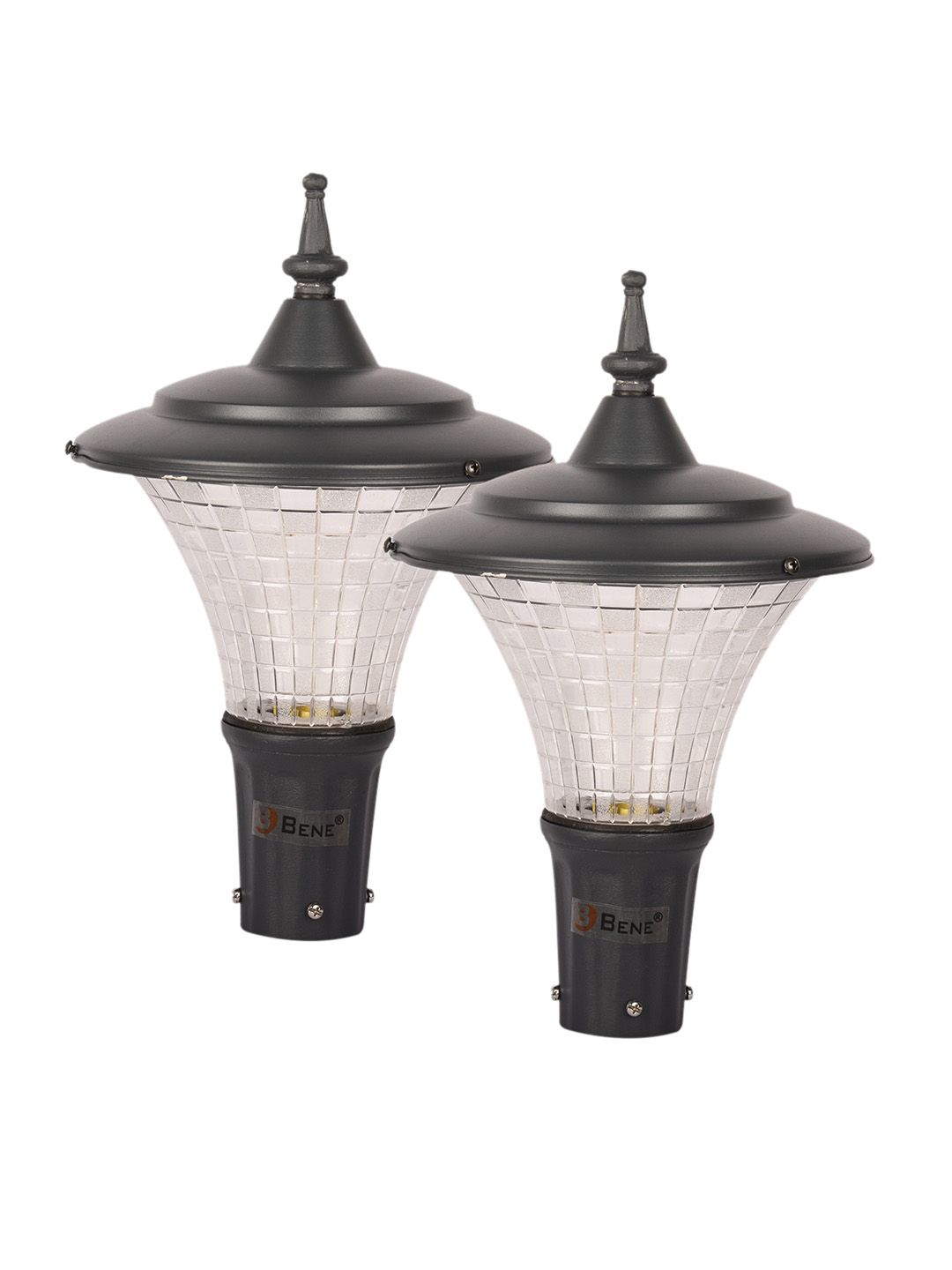 BENE Grey & Transparent 2 Pieces Textured Aluminium Outdoor Lamps-picture-47