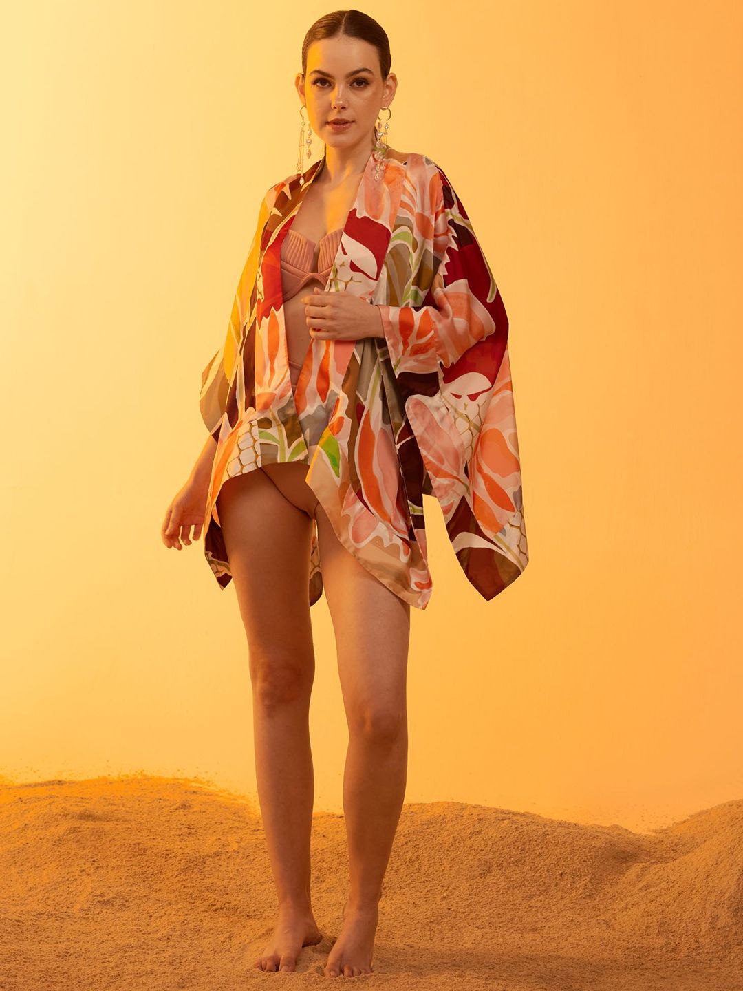 Tizzi Tropical Printed Bikini Set with Tragano Short Kaftan-image-30