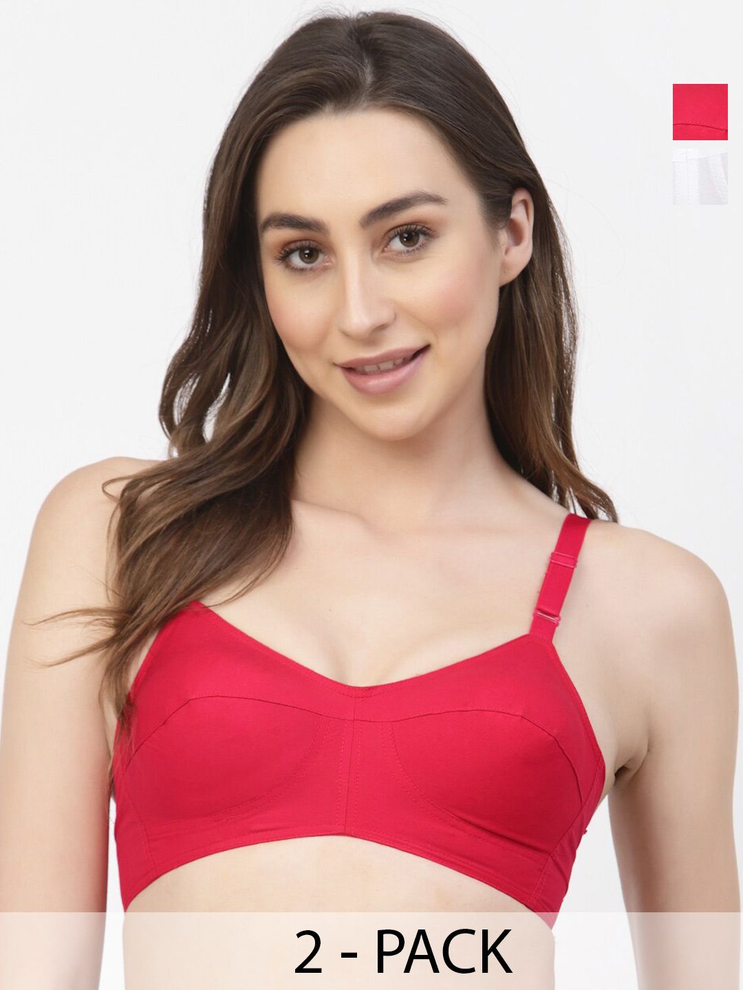 Floret Pack Of 2 Full Coverage Cotton Everyday Bra With All Day Comfort