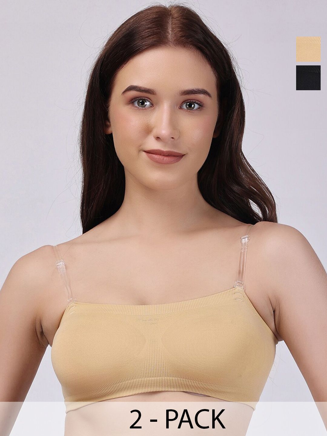 Floret Pack Of 2 Full Coverage Non Padded Bandeau Bras With All Day Comfort