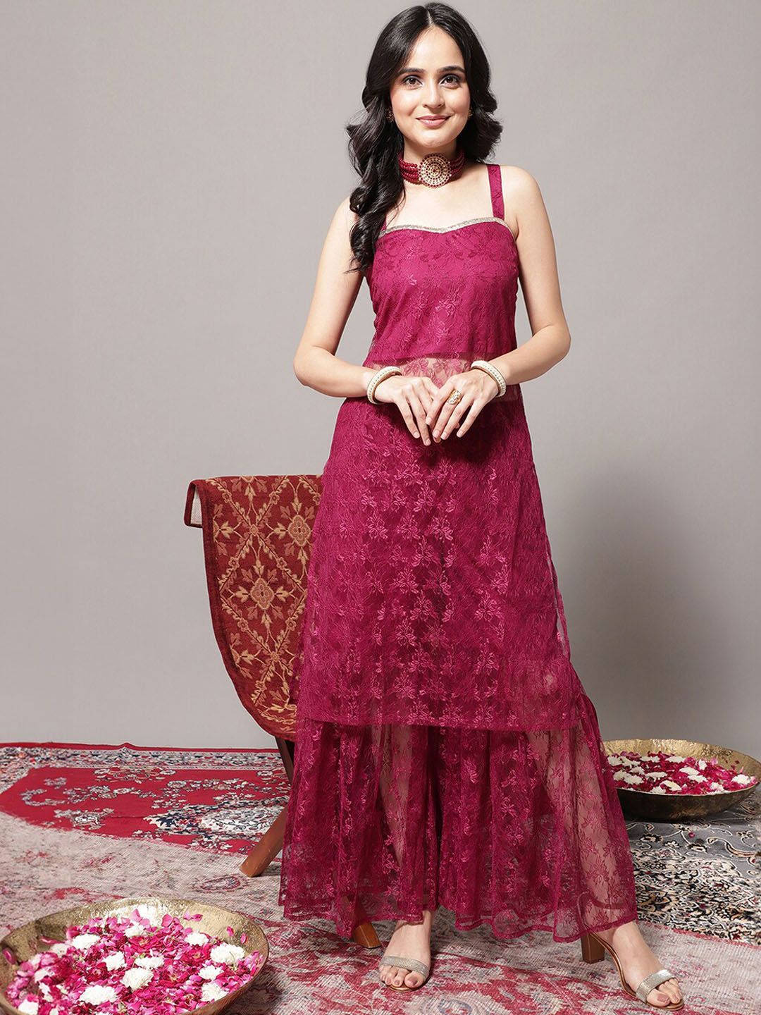KALINI Floral Regular Kurta with Sharara