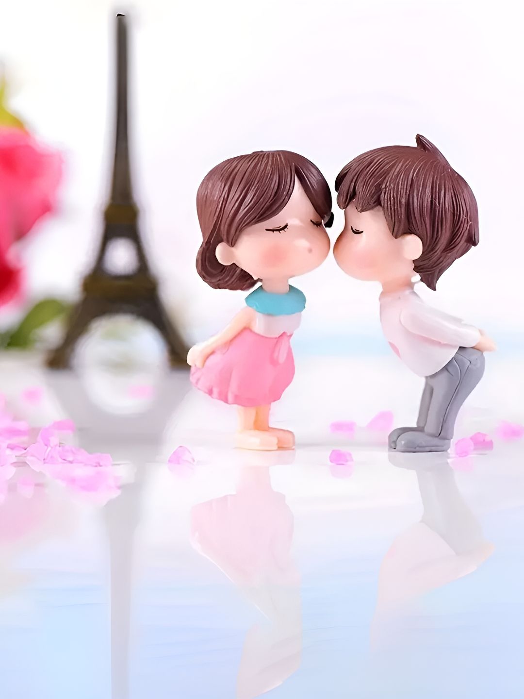 CraftVatika Pink & White Couple Miniature Figurine Showpiece-picture-27
