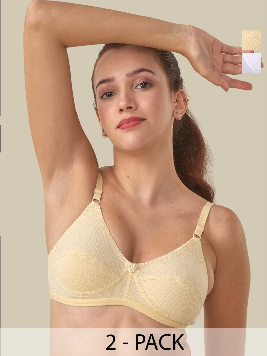 LUX VENUS Pack of 2 Everyday Cotton Bra Full Coverage All Day Comfort Non Padded