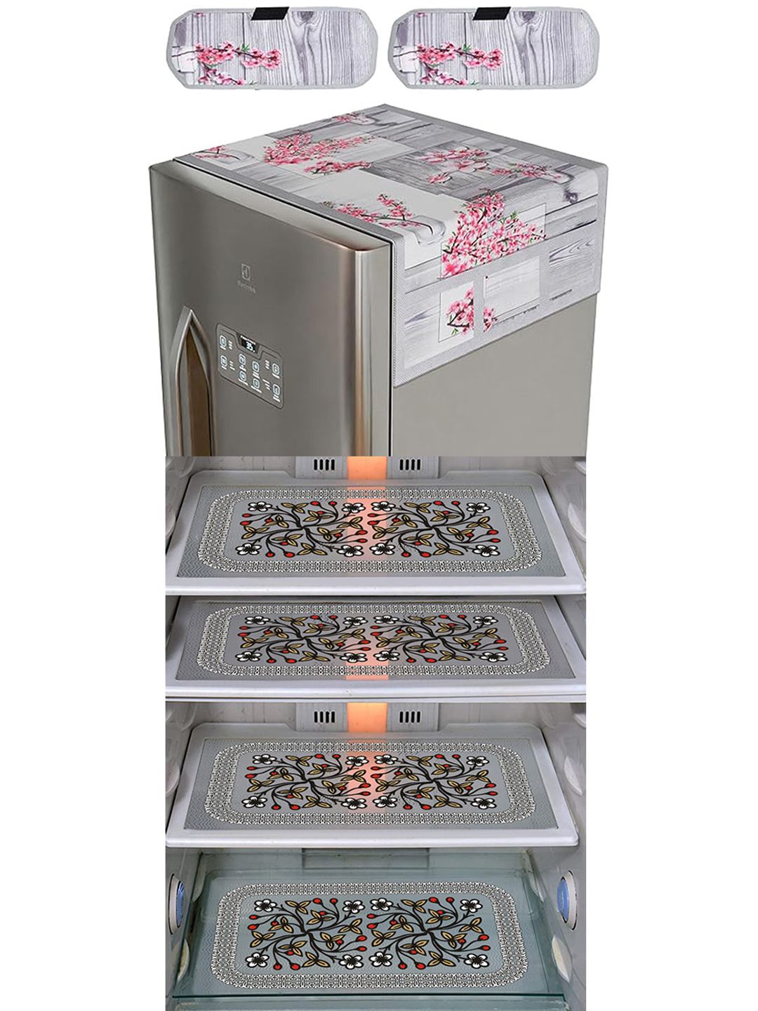 Dakshya Industries 7 Pieces Black & Grey Printed Refrigerator Appliance Covers-picture-54