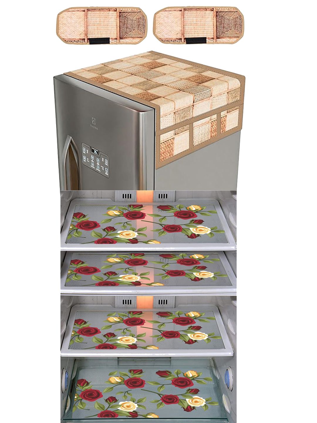 Dakshya Industries Yellow & Beige 7 Pcs Printed Refrigerator Appliance Covers-image-44