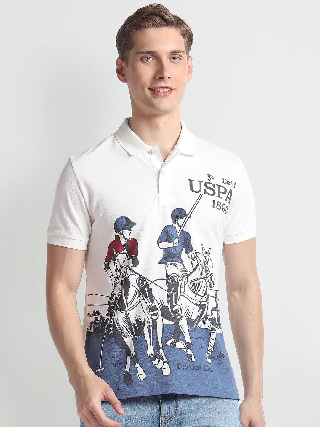 U.S. Polo Assn. Denim Co. Printed Polo Collar Slim Fit T-shirt