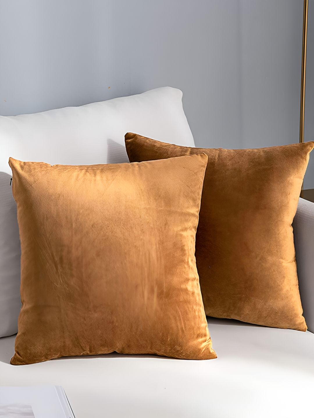 AEROHAVEN Rust 2 Pieces Velvet Square Cushion Covers-picture-4