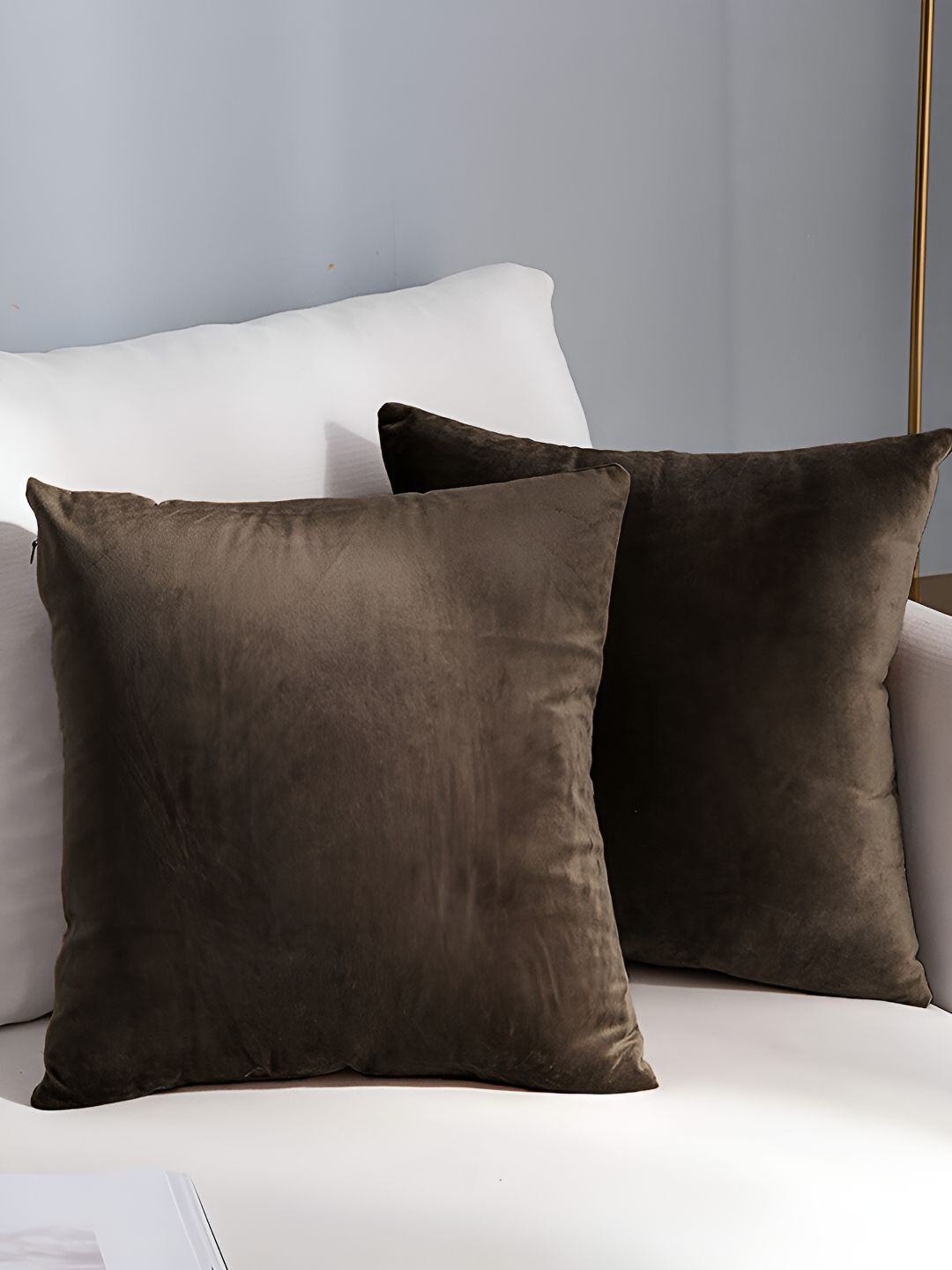 AEROHAVEN Brown 2 Pieces Velvet Square Reversible Cushion Covers-image-35