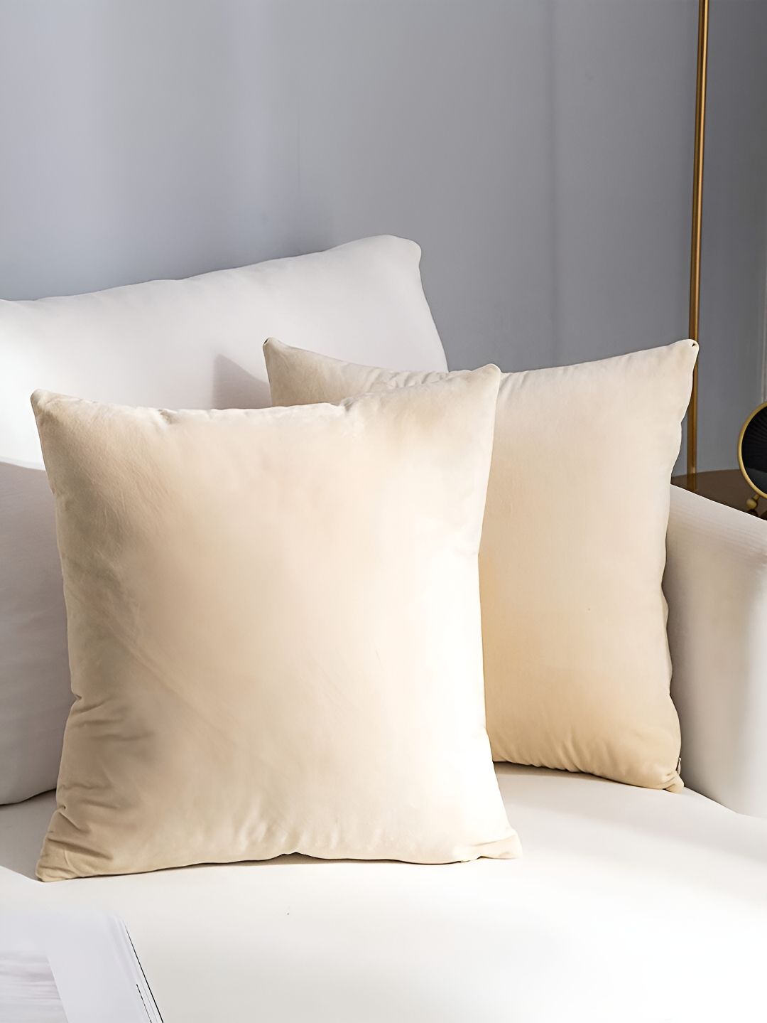 AEROHAVEN Off White 2 Pieces Velvet Square Reversible Cushion Covers-picture-12