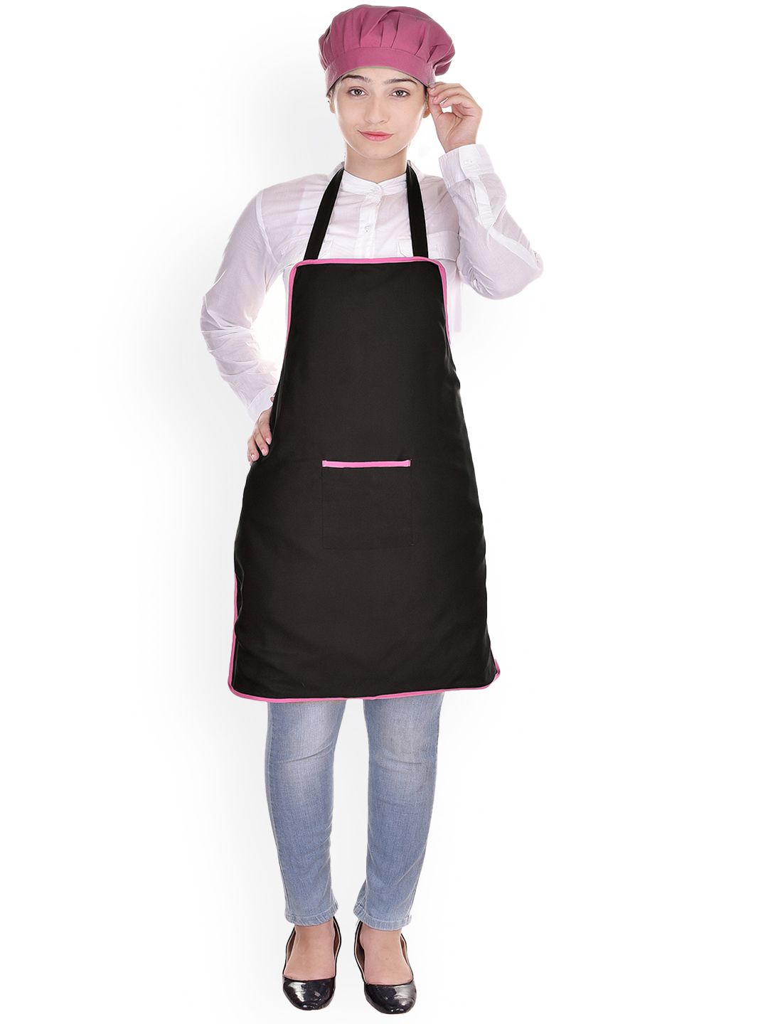 SWITCHON Pink & Black Waterproof Apron With Cap-picture-51