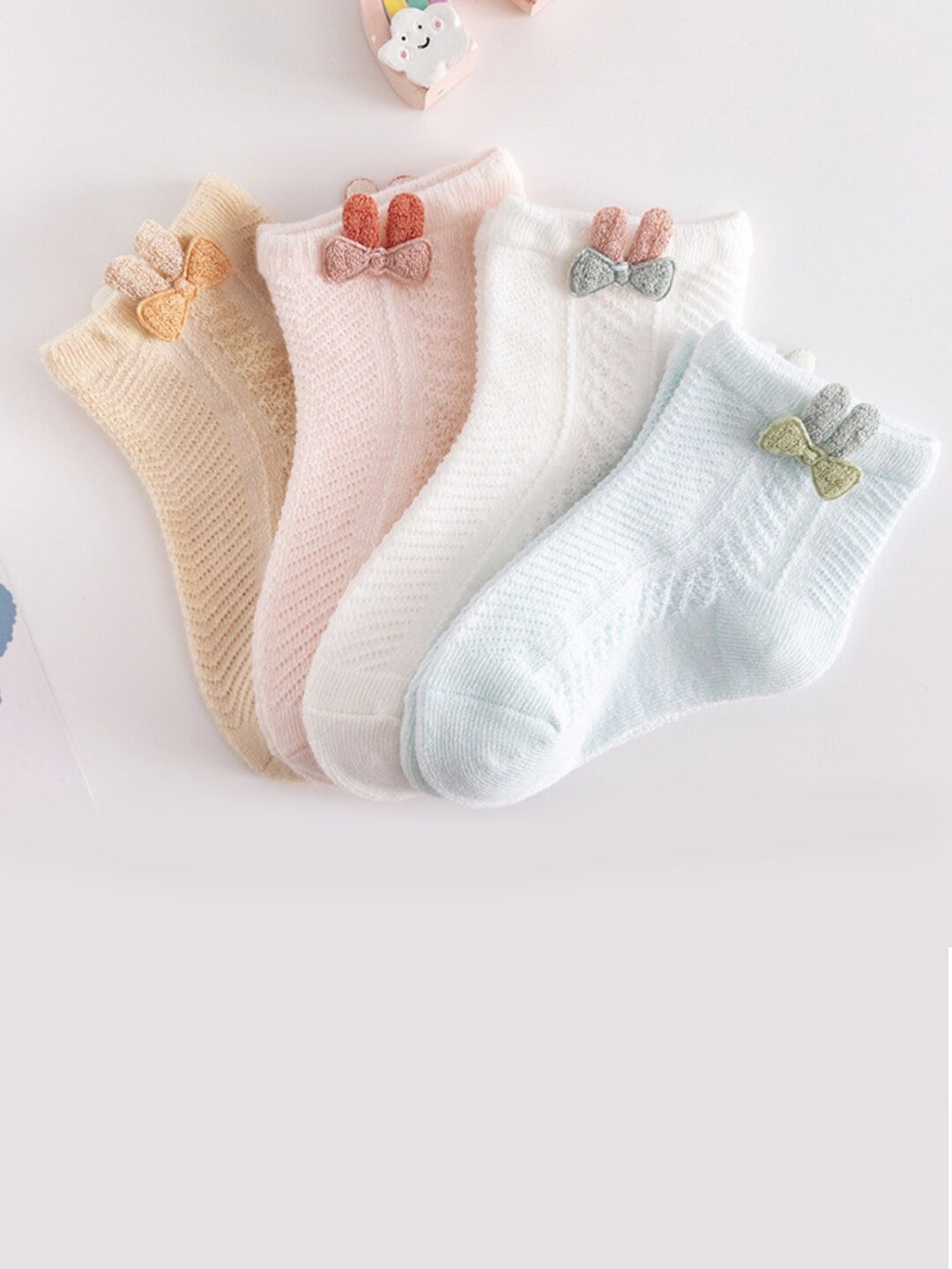 YOUSTYLO Kids Pack Of 4 Patterned Ankle Length Socks