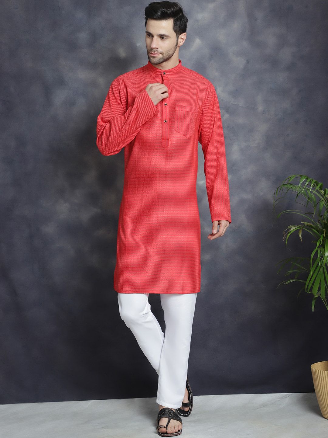 Sayesha Band Collar Long Sleeves Thread Work Cotton Kurta-picture-26