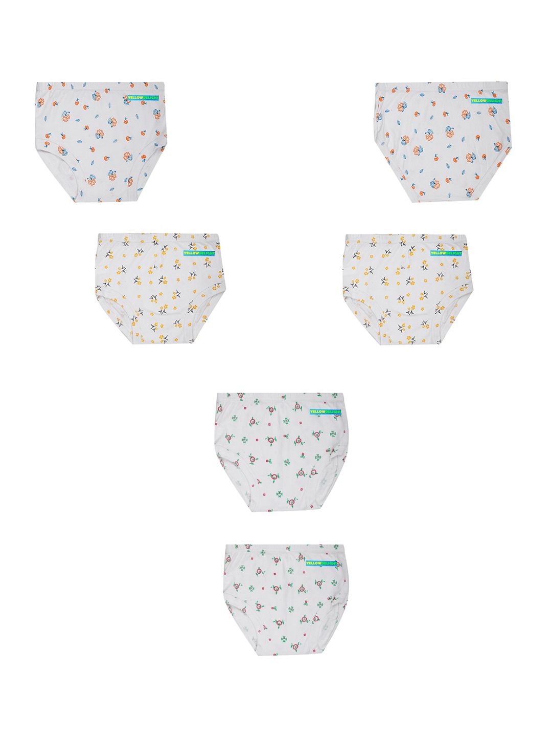 YELLOWDELIGHT Boys Pack Of 6 Floral Printed Cotton Hipster Briefs