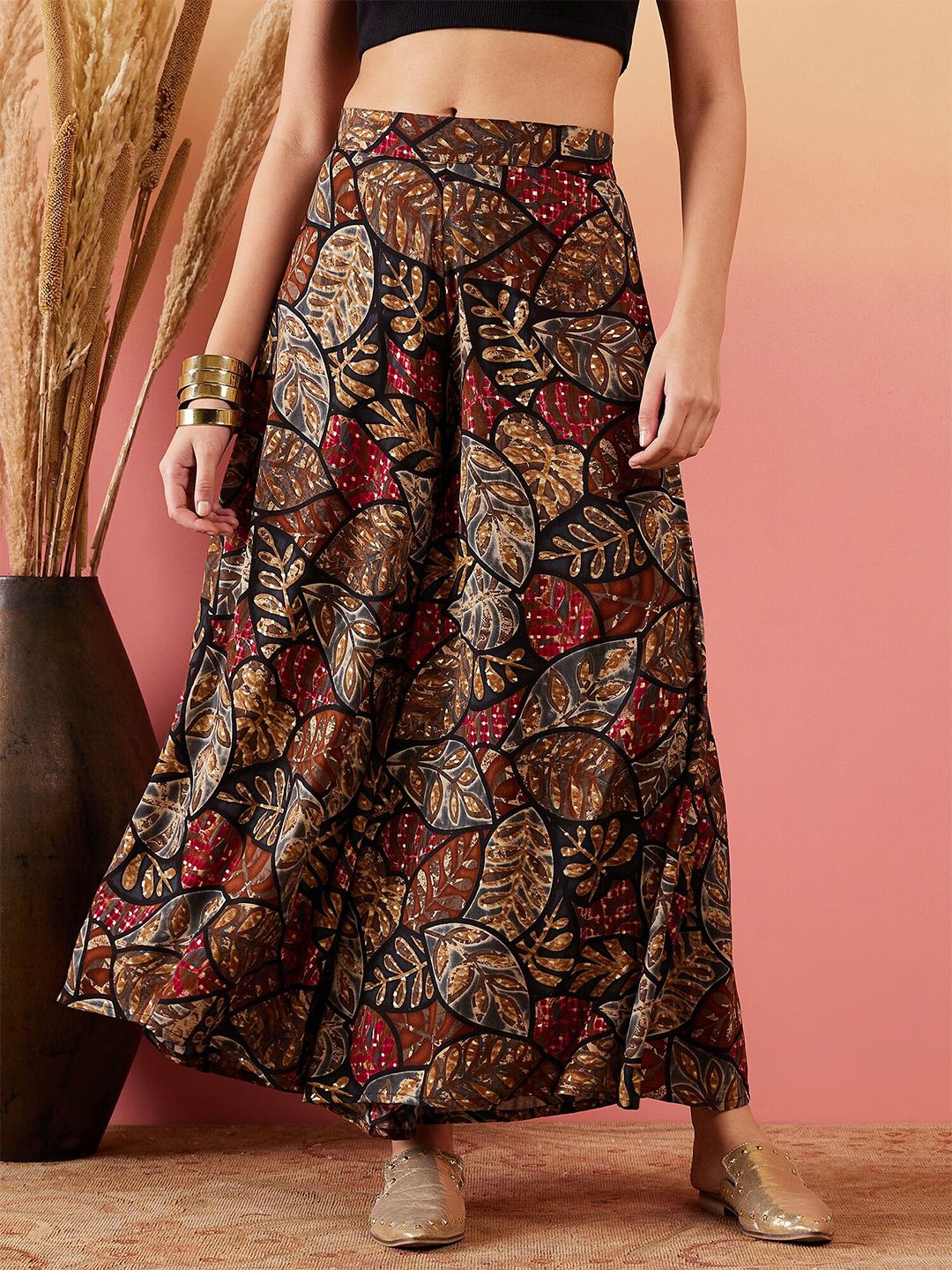 InWeave Women Floral Printed Flared Palazzos