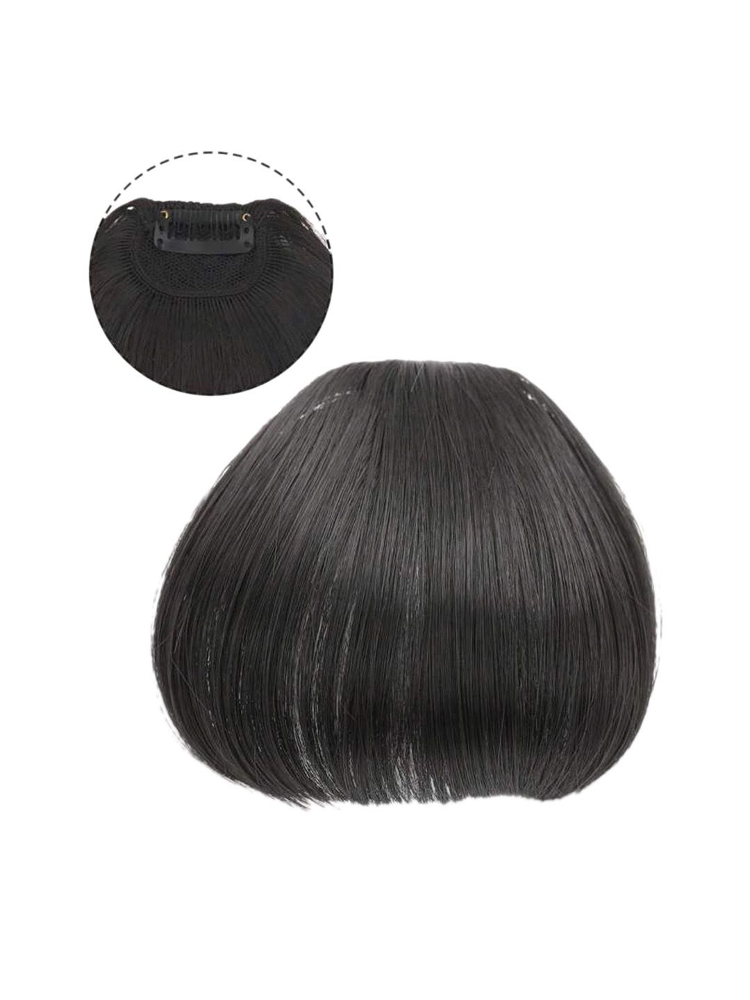 FIMBUL Human Hair Clip-On Short Air Bangs Fringe Hair Extensions - Black 16-picture-43