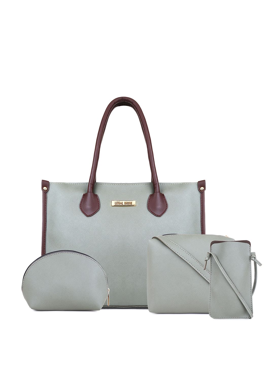 LEGAL BRIBE Set Of 4 Structured Textured Tote Bag with Sling Bag, Pouch, Mobile Pouch-picture-14