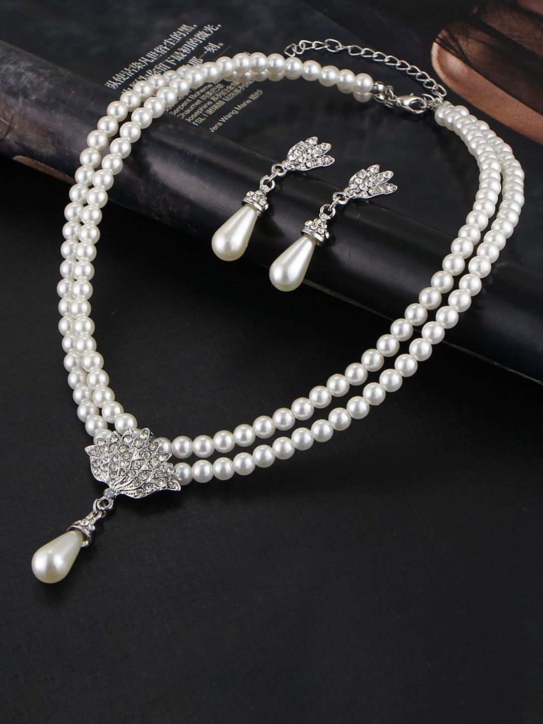 Shining Diva Fashion Silver-Plated Pearls beaded Jewellery Set-picture-31