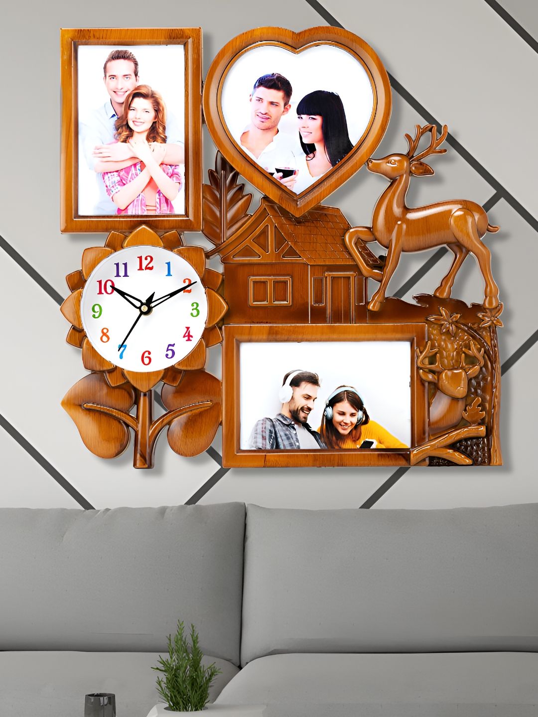 Attractionz Beige & White Round Textured Contemporary Wall Clock-picture-21