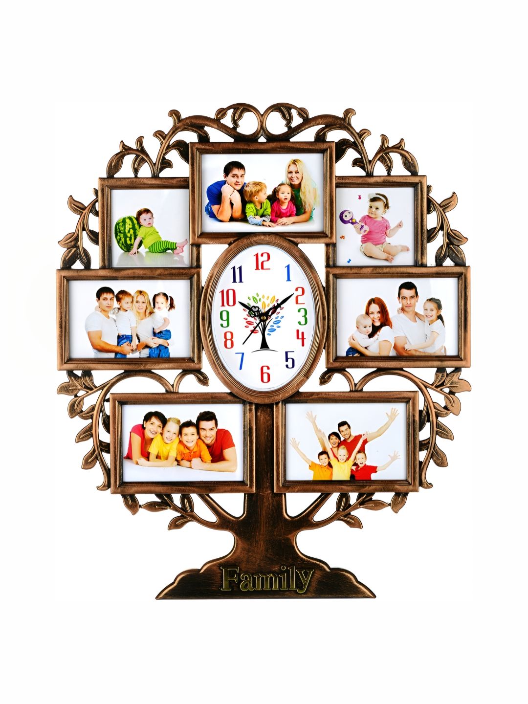 Attractionz Beige & White Textured Oval Shaped Contemporary Wall Clock-picture-24