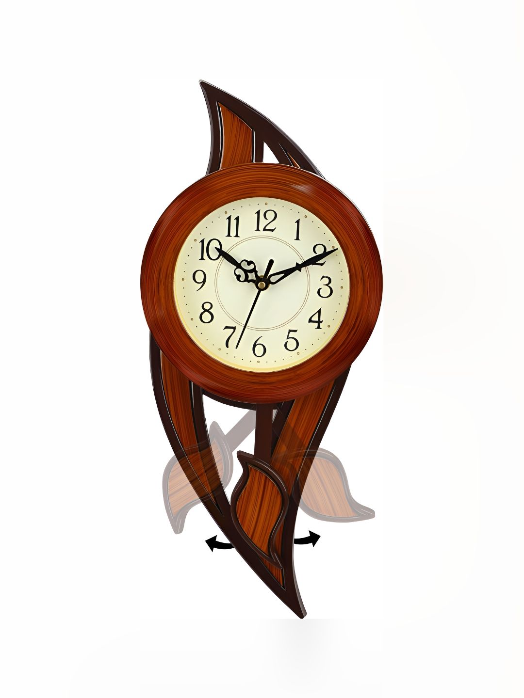 Attractionz Brown & White Round Textured Analogue Contemporary Wall Clock-picture-28