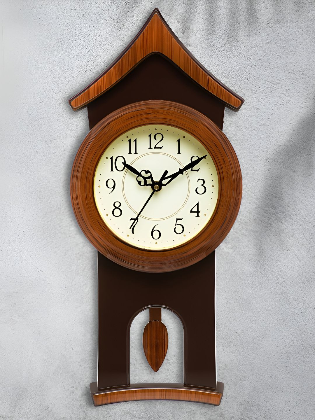 Attractionz Brown & White Round Analogue Pendulum Wall Clock-picture-18