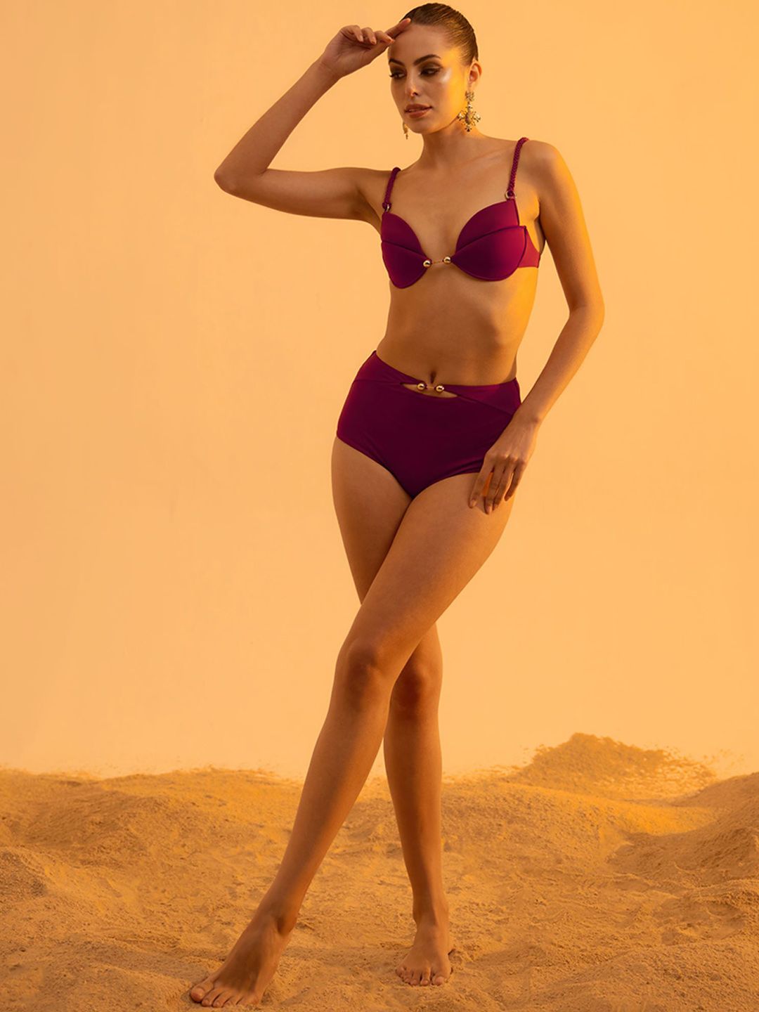 Tizzi Shoulder Straps Petal Shaped Swim Bikini Set-picture-34