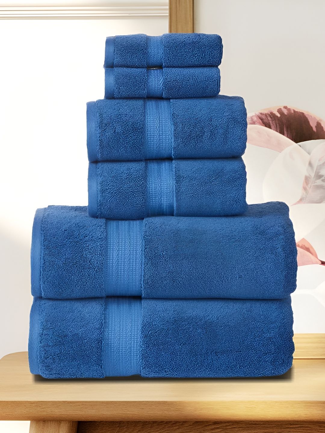 SENSES Navy Blue 6 Pcs Cotton Towel Set-image-9