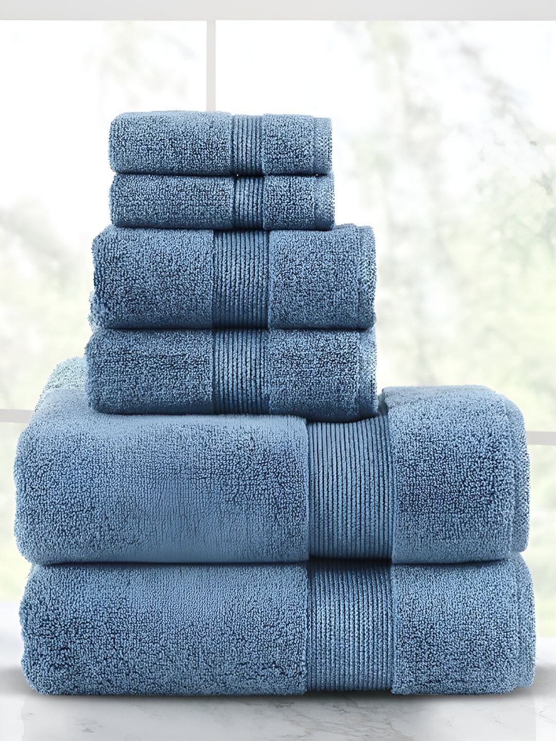 SENSES Blue 6 Pcs Cotton Towel Set-picture-4