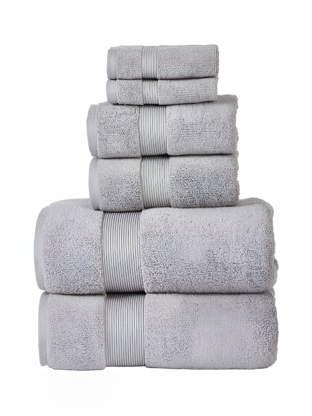 SENSES Grey 6 Pcs Cotton Towel Set-image-45