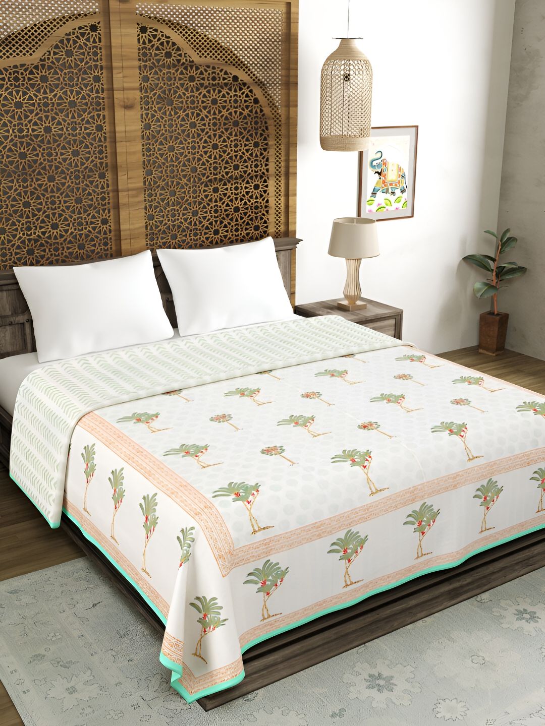 BLOCKS OF INDIA Brown & Green Ethnic Motifs Cotton AC Room 150 GSM Double Bed Dohar-picture-29