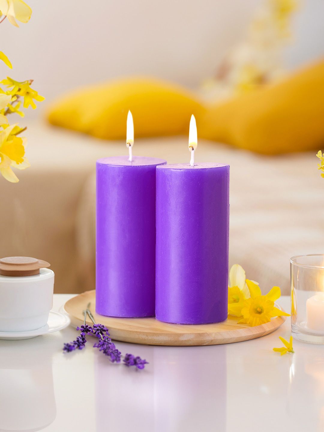 Iris 2 Pieces Lavender Fragrance Pillar Candles 160 gram each-image-7