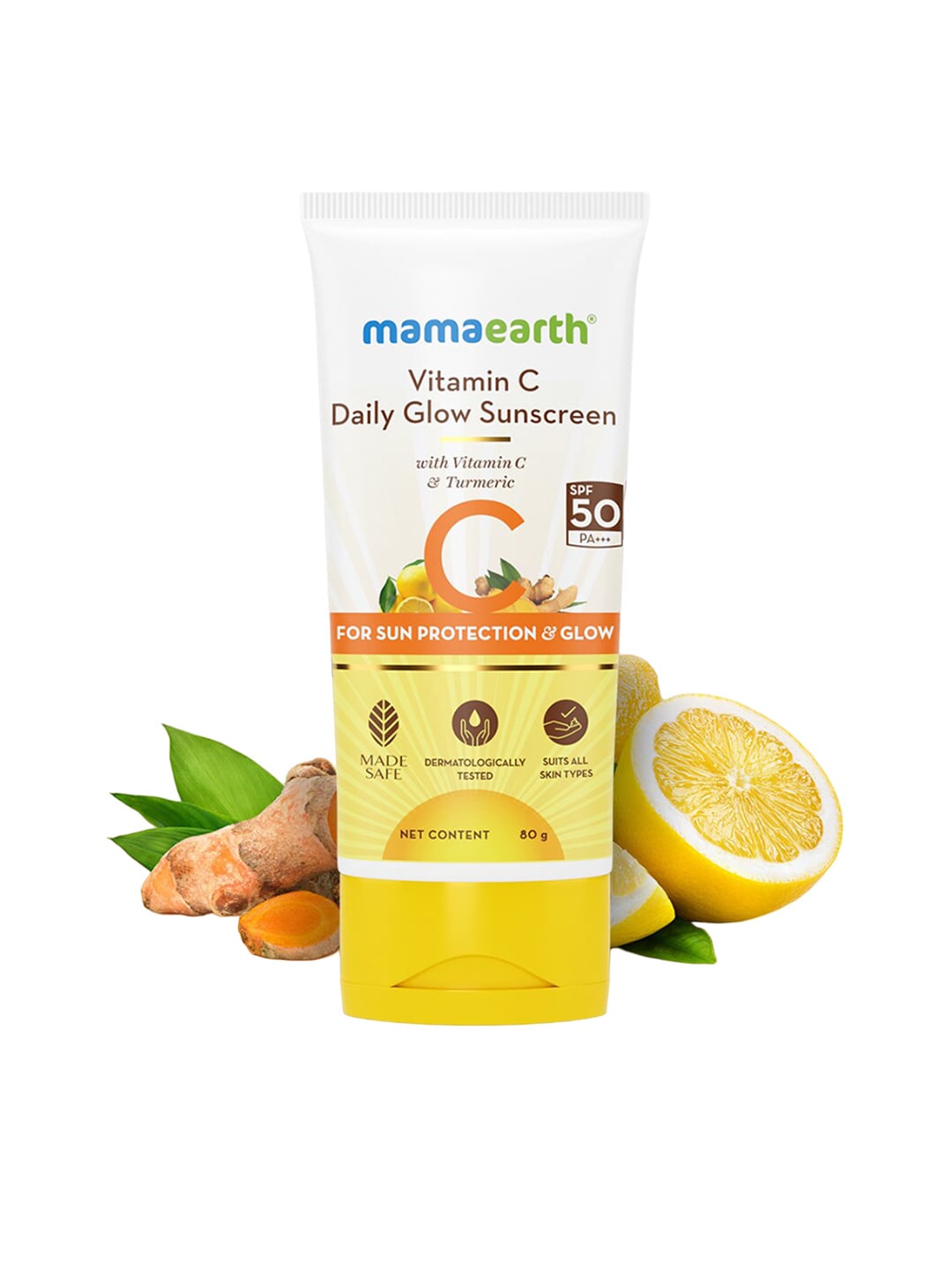 Mamaearth Vitamin C Daily Glow SPF50 PA+++ Sunscreen with Turmeric - 80 g