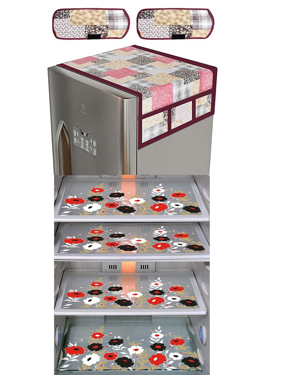 Dakshya Industries 7Pcs Beige Printed Protective Barriers Refrigerator Cover Combo-picture-49
